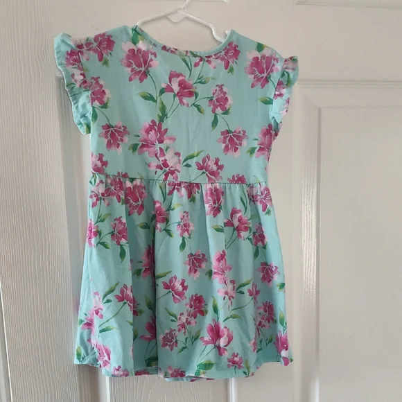 The Children's Place Aqua Floral Ruffle Sleeve Dress with Pink Blooms - Picture 4 of 5
